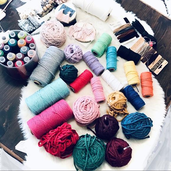 🆕*Macrame Earrings Handmade Teal Cotton Macrame Silver Hoops 4 Bohemian Goddess - Picture 6 of 16